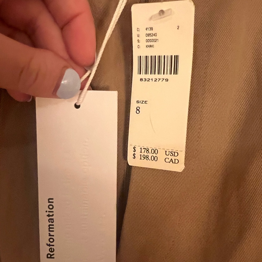 NWT Reformation Mason pants in khaki - Picture 5 of 5